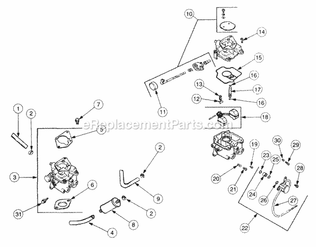 Fuel System Diagram and Parts List for 2206 13A-298M100 Cub Cadet Lawn Tractor